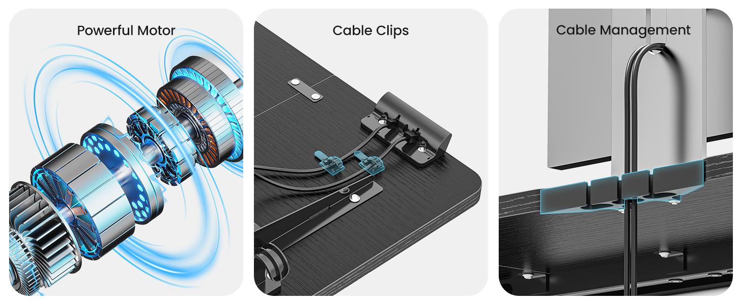 Huuger 48/55 Inch Electric Standing Desk, Stand up Desk, 27.6" Deep Desktop, 28.3" to 46.5" Height Adjustable Desk, Computer Desk with 2 Hooks, 3 Preset Heights, Office Desk