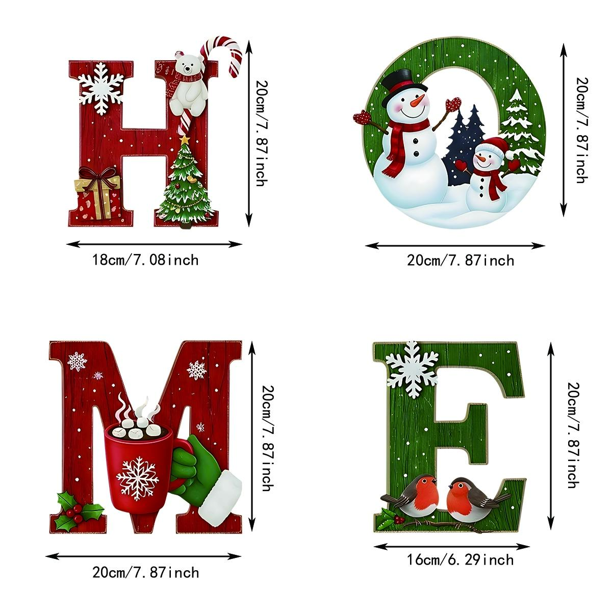 Christmas Theme Home Letter Ornament Set, Includes Snowman & Gingerbread Man Elements, Festive Style, Desktop Decoration, Holiday Decor