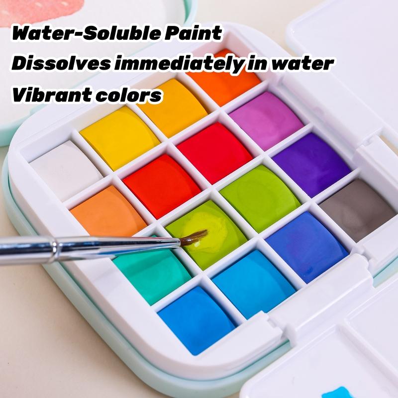 Travel Watercolor Paint Set - Artist Bundle 16 Colors with Palette,Portable Watercolor Travel Kit with Brush, Coloring Card, Brush Washing Box for Adults, Artists & Professionals