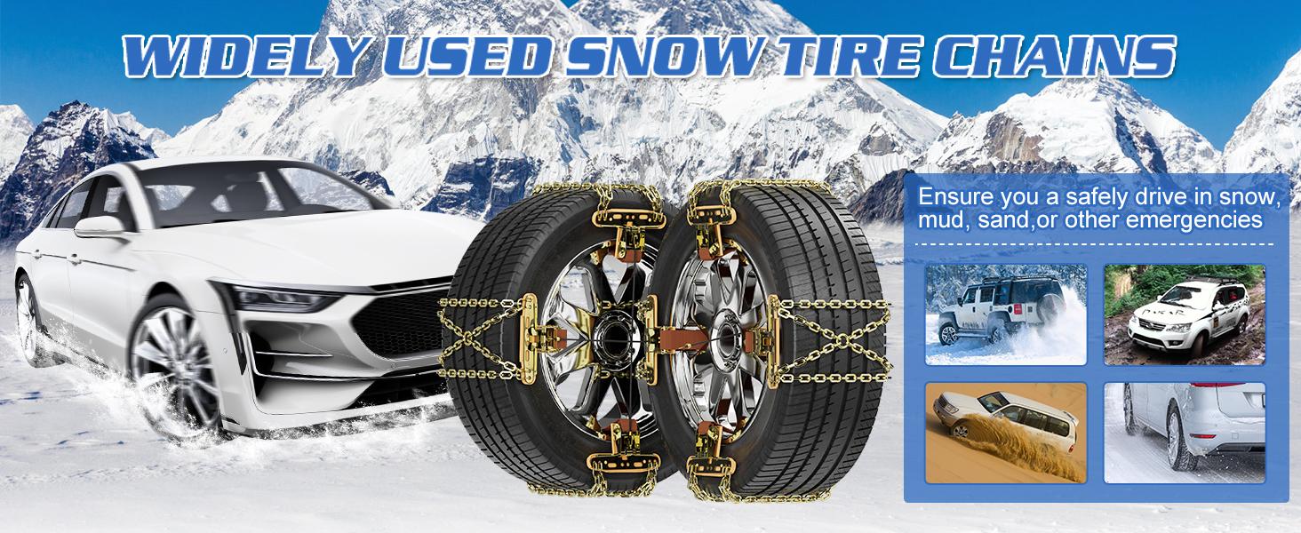 Lilypelle Upgraded Snow Chains 10 Pack,Tire Chains for Cars/SUVs/Pickup Trucks,Security Chains,for Tire Width 215-285 mm,Easy Installation & Durability