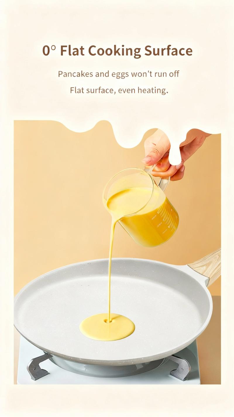 Nonstick Crepe Pan with Spreader,  Ceramic Coating Pancake Dosa Tawa Griddle Pan, for All Stove, Induction Compatible, PFOA Free (White)