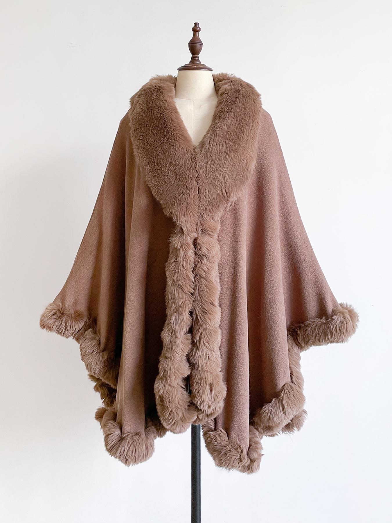 Luxurious Warm Plush Cape for Winter, Gradient Color Casual Fashion Accessory, Elegant Addition for Cold Weather, Fluffy Soft Scarf