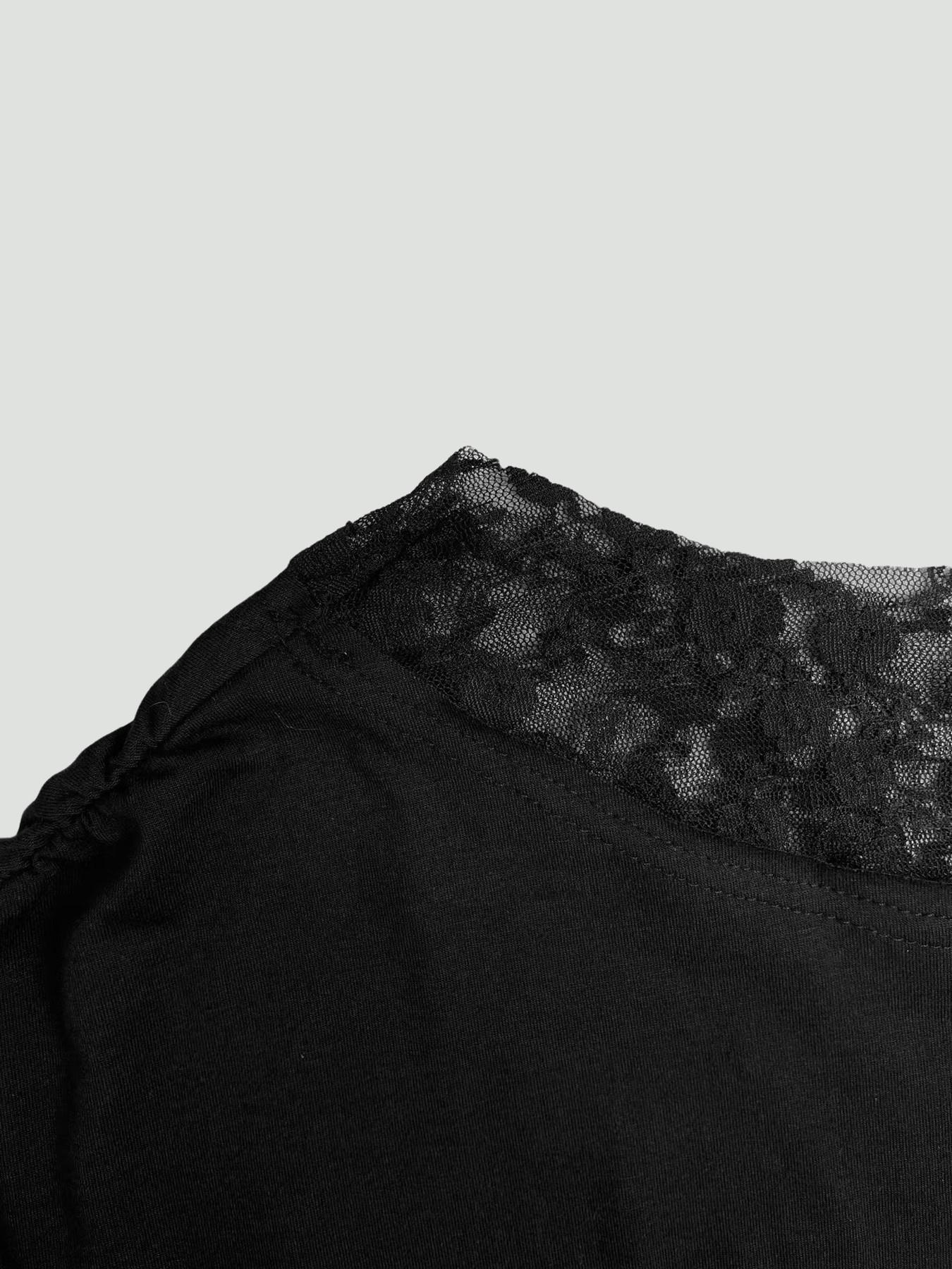 Chic  Off-Shoulder Sheer Lace Blouse - Long Sleeve Oversized Mesh Top Shirts for Daily Casual Party Outfitsy