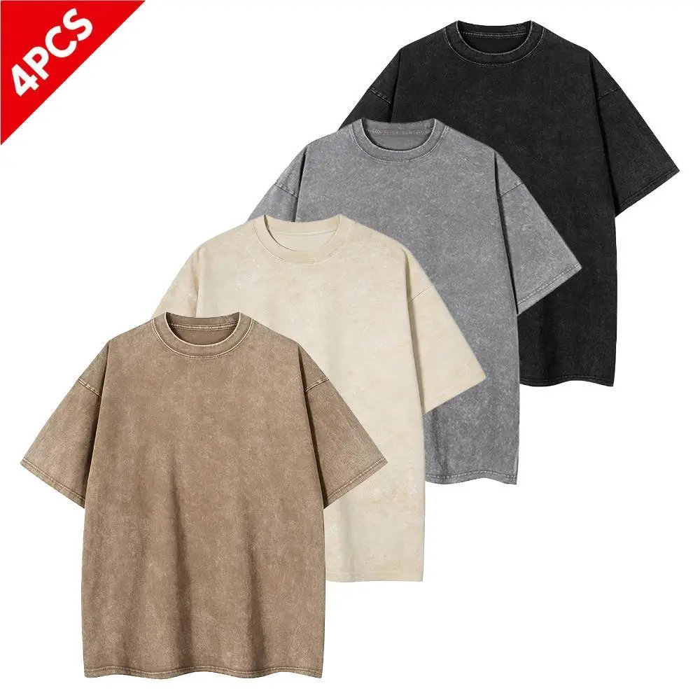 Women's Oversized T-Shirt 1/4 Pack, Vintage Washed Heavyweight Cotton Athletic Sport Tops, Loose Boyfriend Fit for Gym Workouts, Oversized Tshirt Women