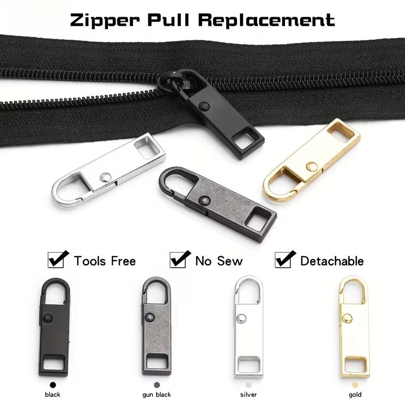 Durable Metal Zipper Replacement Parts, Universal Fit Fixing Accessories for Bags Luggage Clothes, Easy Install Repair Kit
