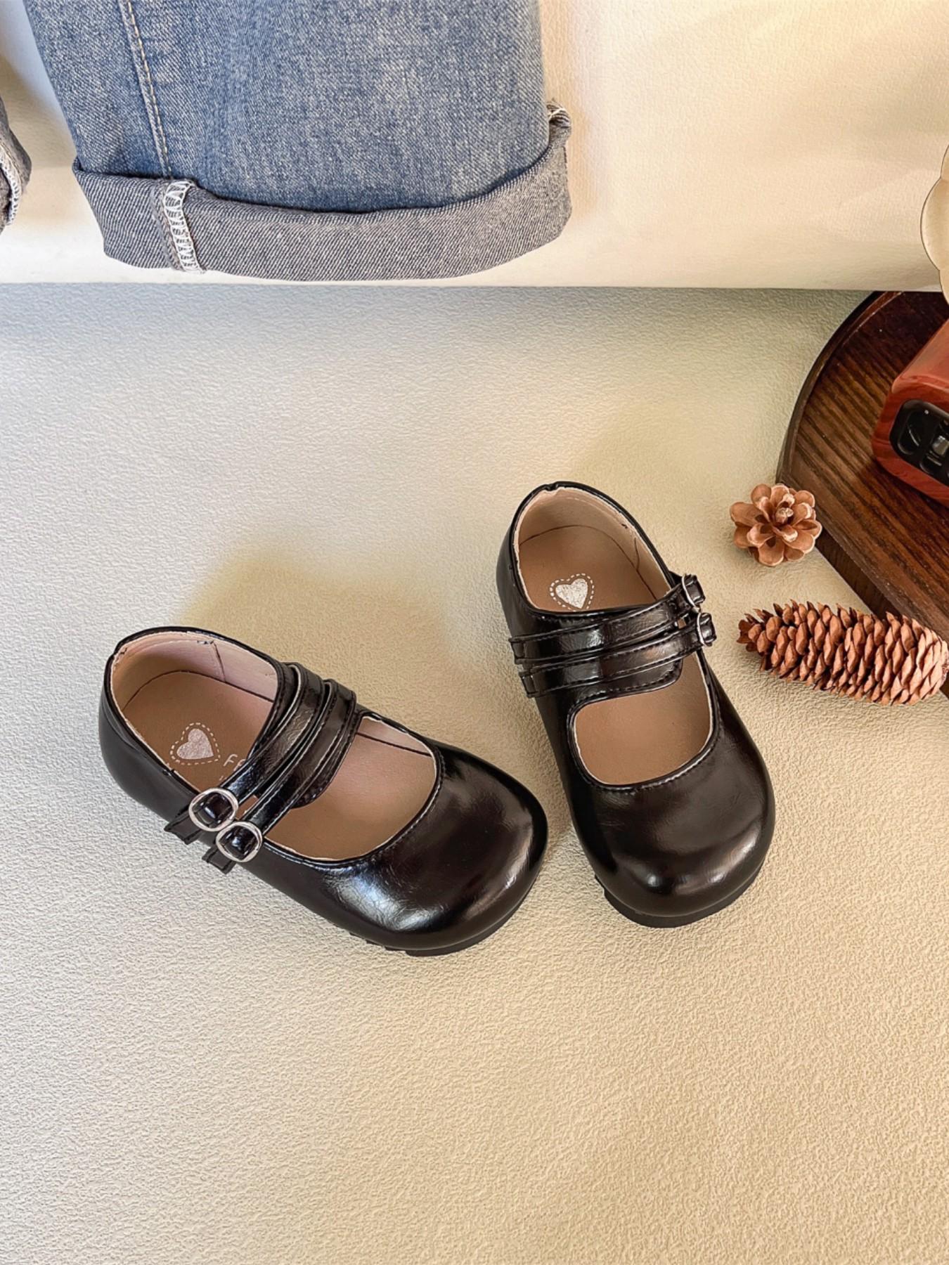 Girls' Mary Jane Leather Shoes Spring & Fall 2026 New Princess Style Ballet Flats Square Toe Versatile Small Leather Shoes