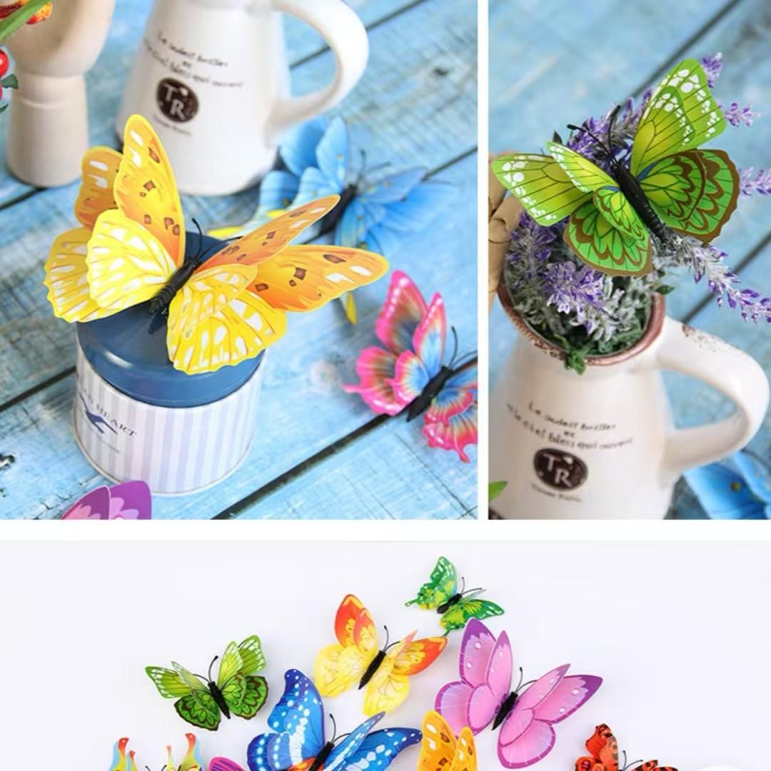 3D Realistic Plastic Butterfly Wall Stickers Set of 12, Living Room Decorative Wall Decals, Creative Refrigerator Magnets