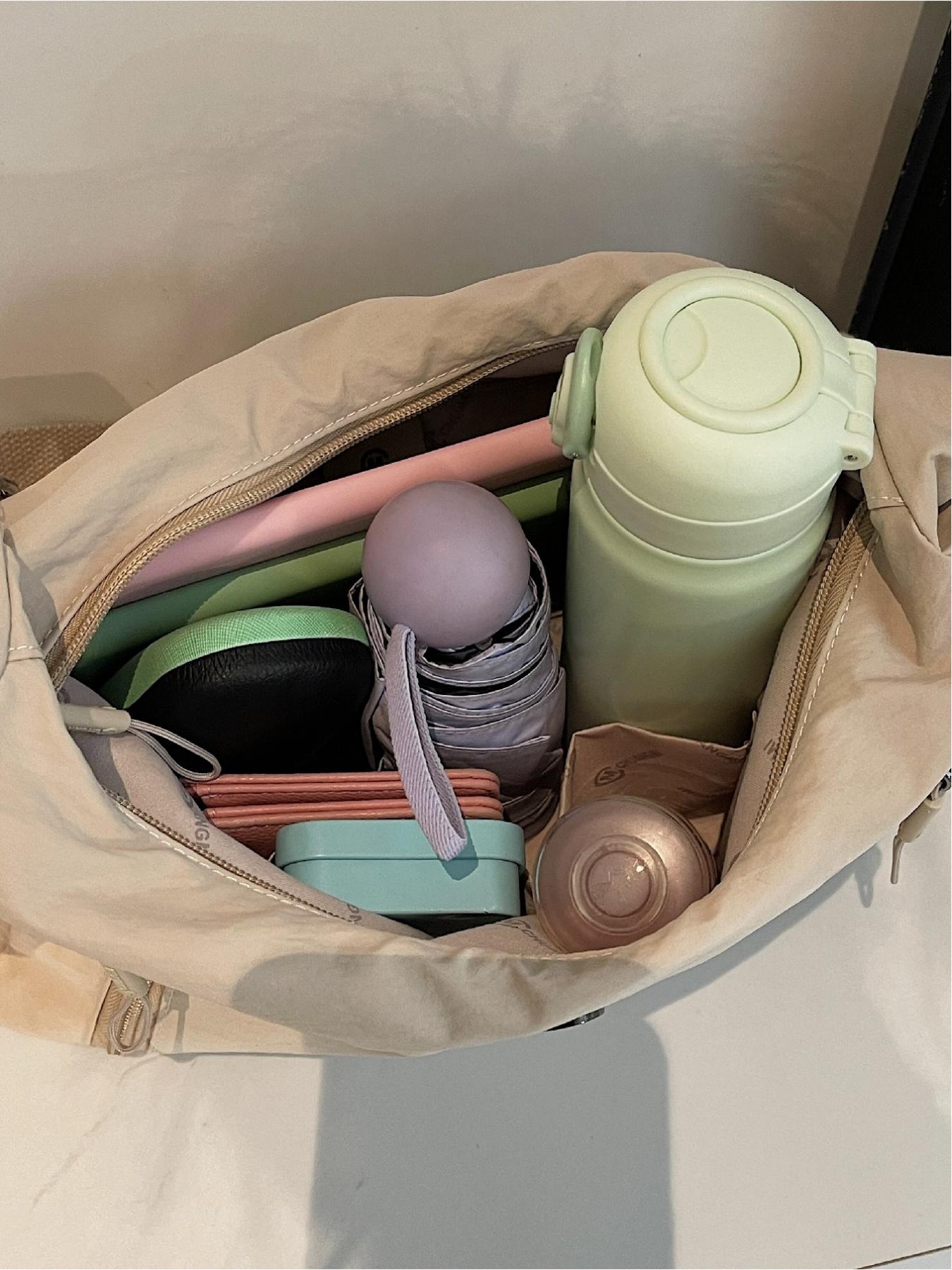 Solid Color Simple Zipper Shoulder Bag, Side-Zipper Multi-Pocket Crossbody Bag for Daily Casual Use, Versatile and Convenient with Adjustable Shoulder Strap