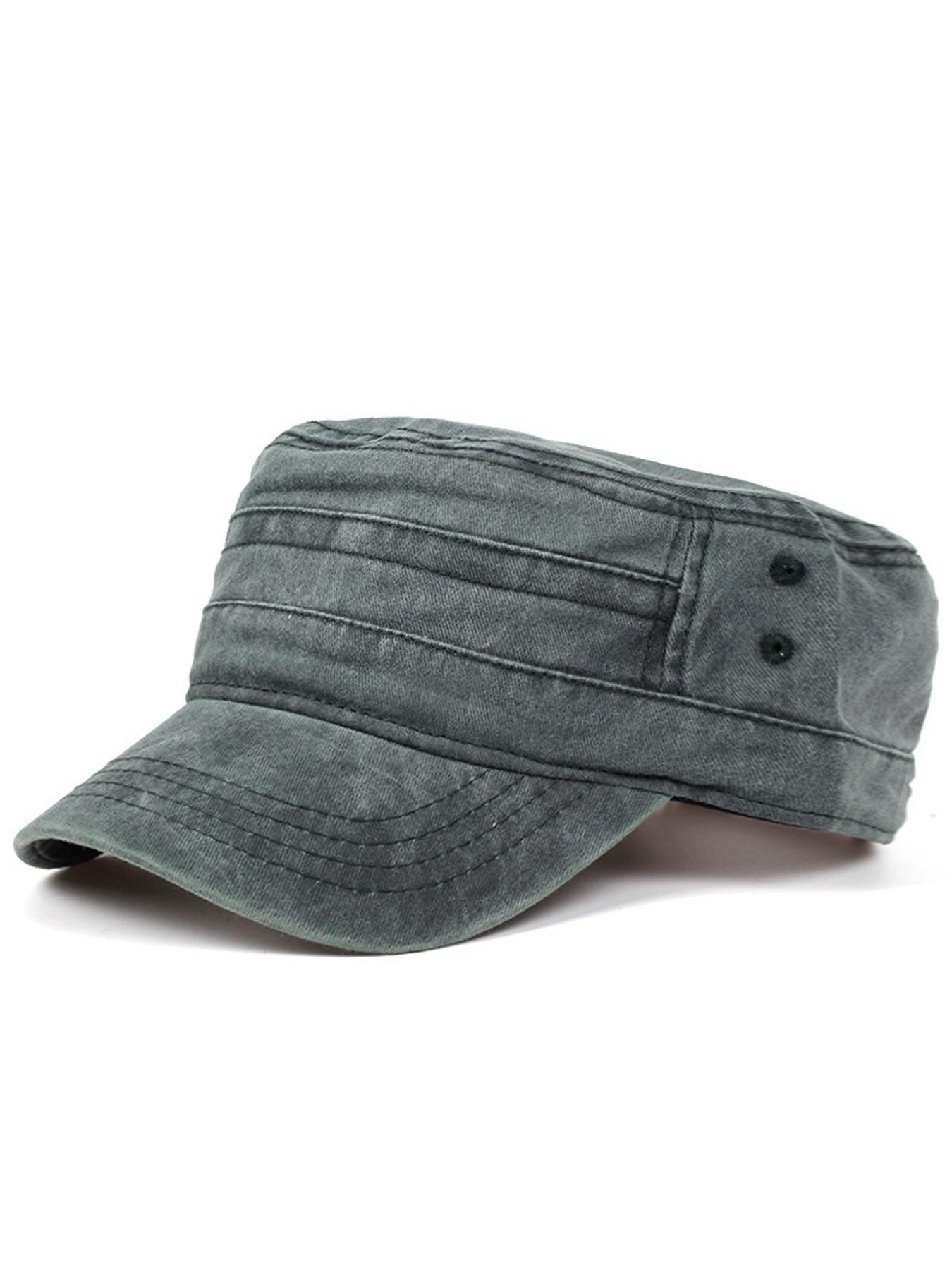 Washed Casual Cadet Cap Vintage Military Army Hat Mens Womens