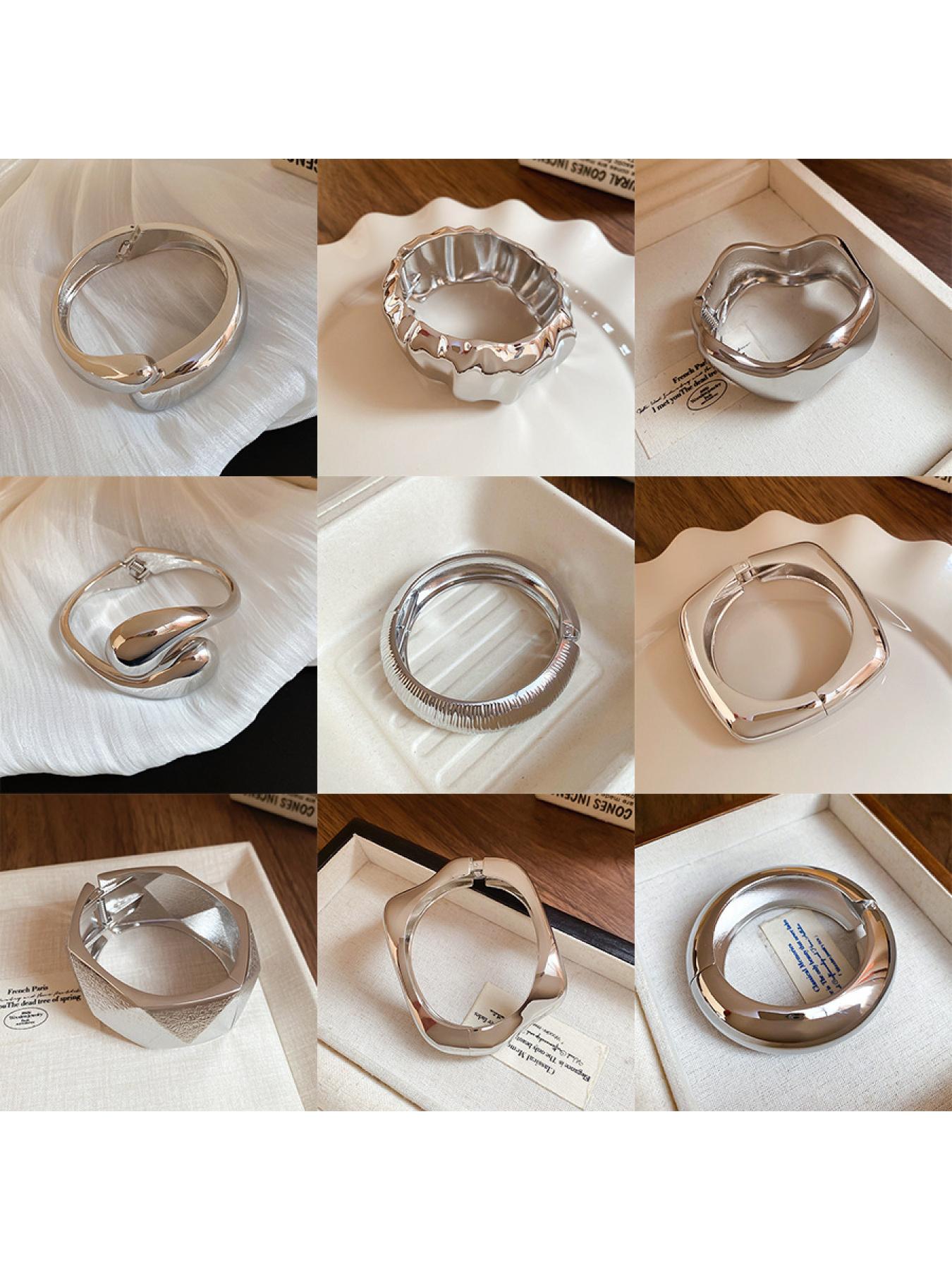Openable electroplated metal bracelet, jewelry style, light luxury, high-end feel, personalized bracelet, randomly shipped, optional 3 pieces, 6 pieces