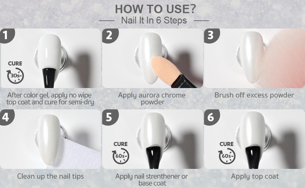 GAOY White Pearl Chrome Nail Powder, Mirror Effect Shimmer Glitter Pigment Mermaid Aurora Nail Art Decorations, Lustrous White