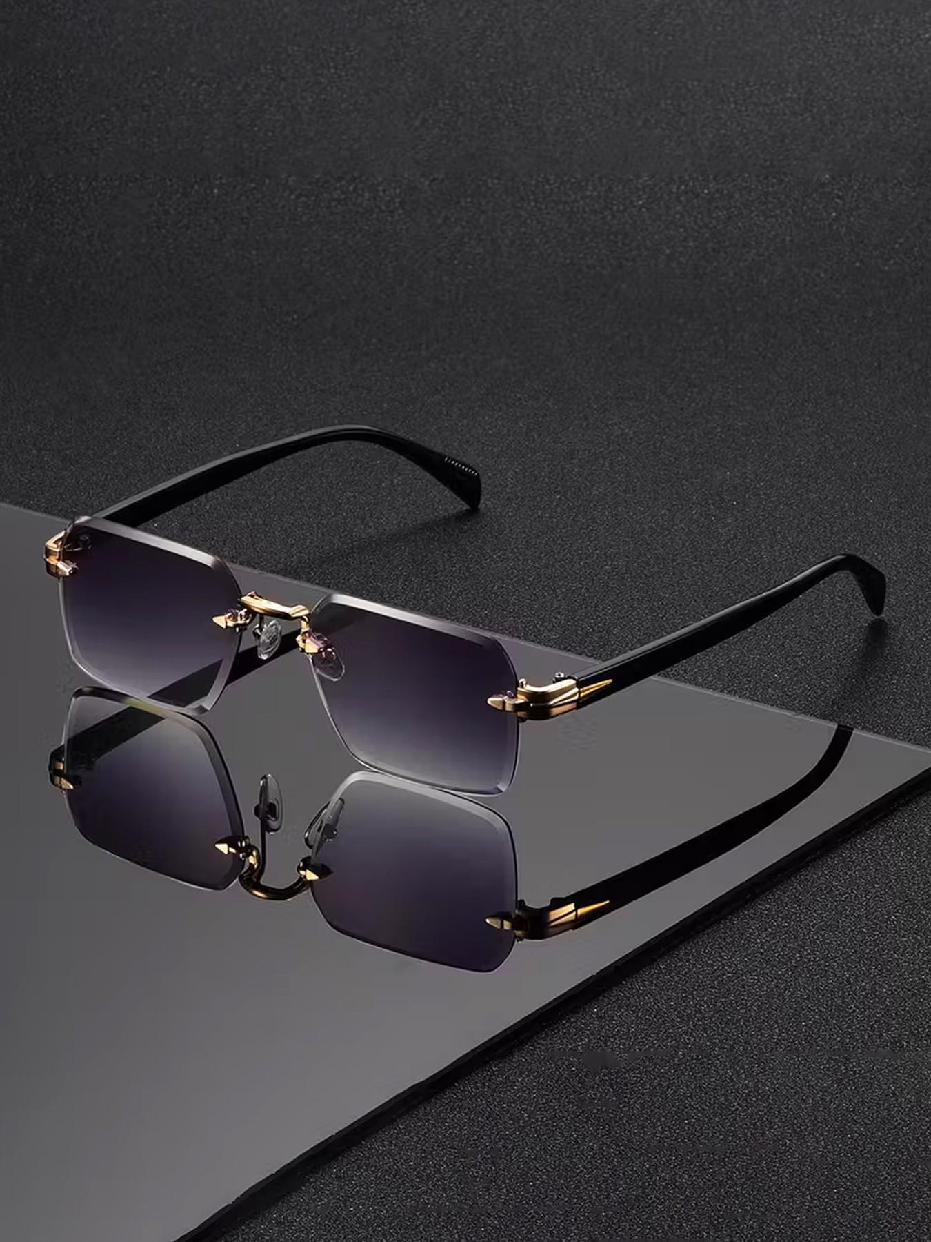 Unisex Yk2 Style Decorative Glasses, Frameless Design, Retro Casual Fashion, Suitable for Daily Wear & Playtime, Includes Cleaning Cloth