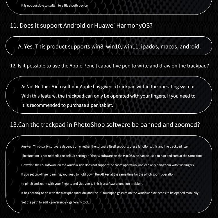 JOMAA Bluetooth Wireless+Wired Trackpad 2.4G Tri-Mode Touchpad Mouse Rechargeable High-Precision Touchpad for IOS Mac Windows