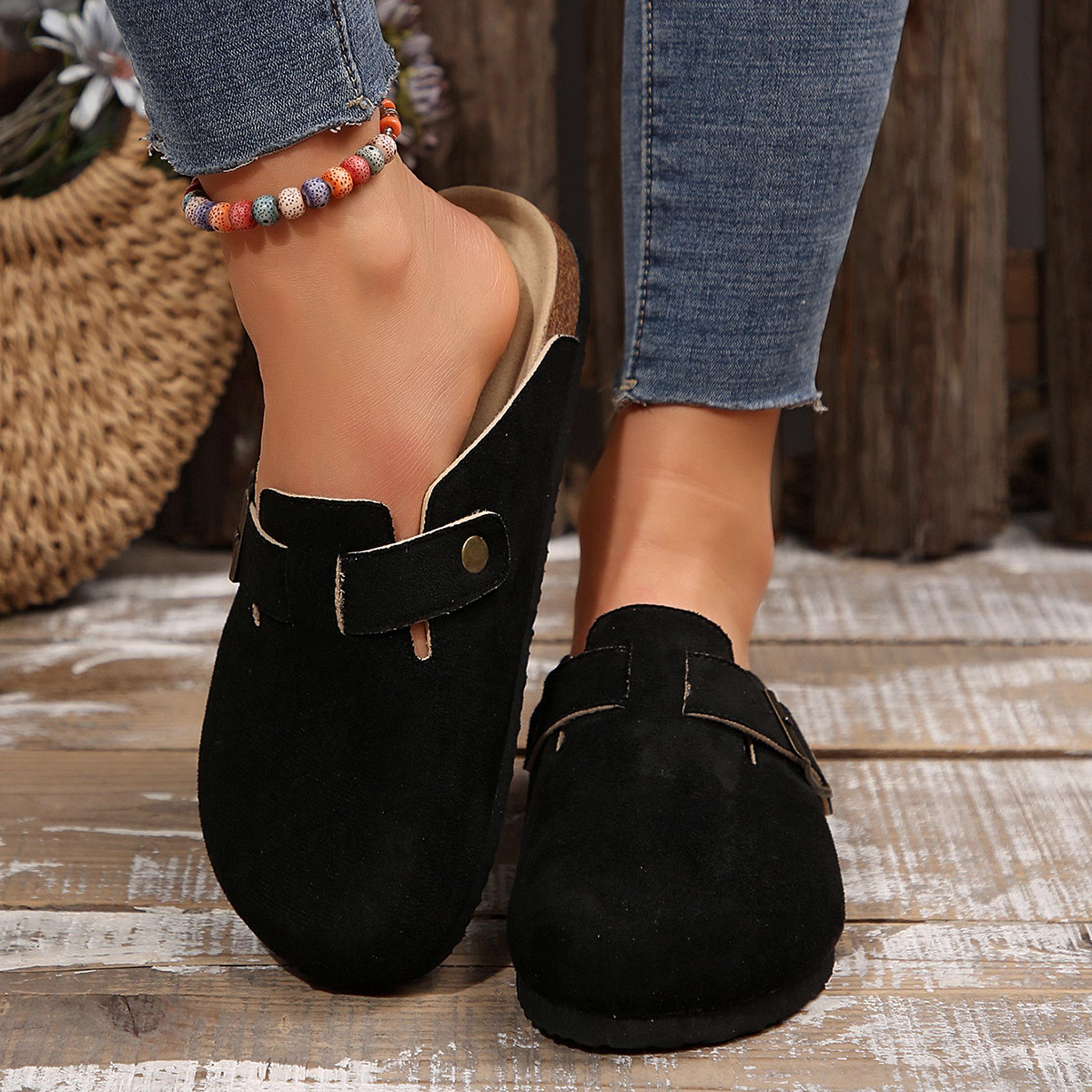 Women's Slippers Arch Support Clog Slippers Slip-on Potato Shoes Footbed Suede Cork Clogs and Mules Potato Shoes Springfresh