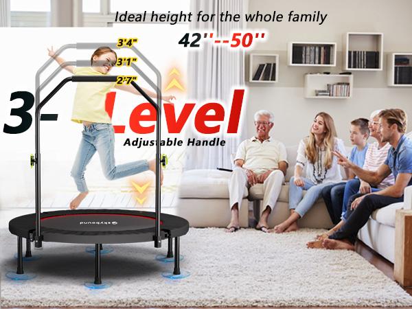 SkyBound 600 LBS Tested Foldable Mini Trampoline, 40'' Fitness Rebounder with Springs/Bungees, Adjustable U-Bar Handle, Stable Quiet Indoor/Outdoor Exercise Equipment SkyBound 600 LBS Tested Foldable Mini Trampoline, 40'' Fitness Rebounder with Springs/Bungees, Adjustable U-Bar Handle, Stable Quiet Indoor/Outdoor Exercise Equipment