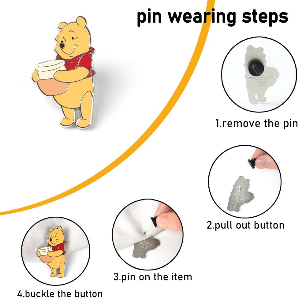1PC Winnie Pooh Bear Enamel Pins Cute Cartoon Button Pins Decorative Badges Clothes Bag Backpack Hats Band Funny Womens Brooches Collectible Display Birthday Anime Peripheral Gifts