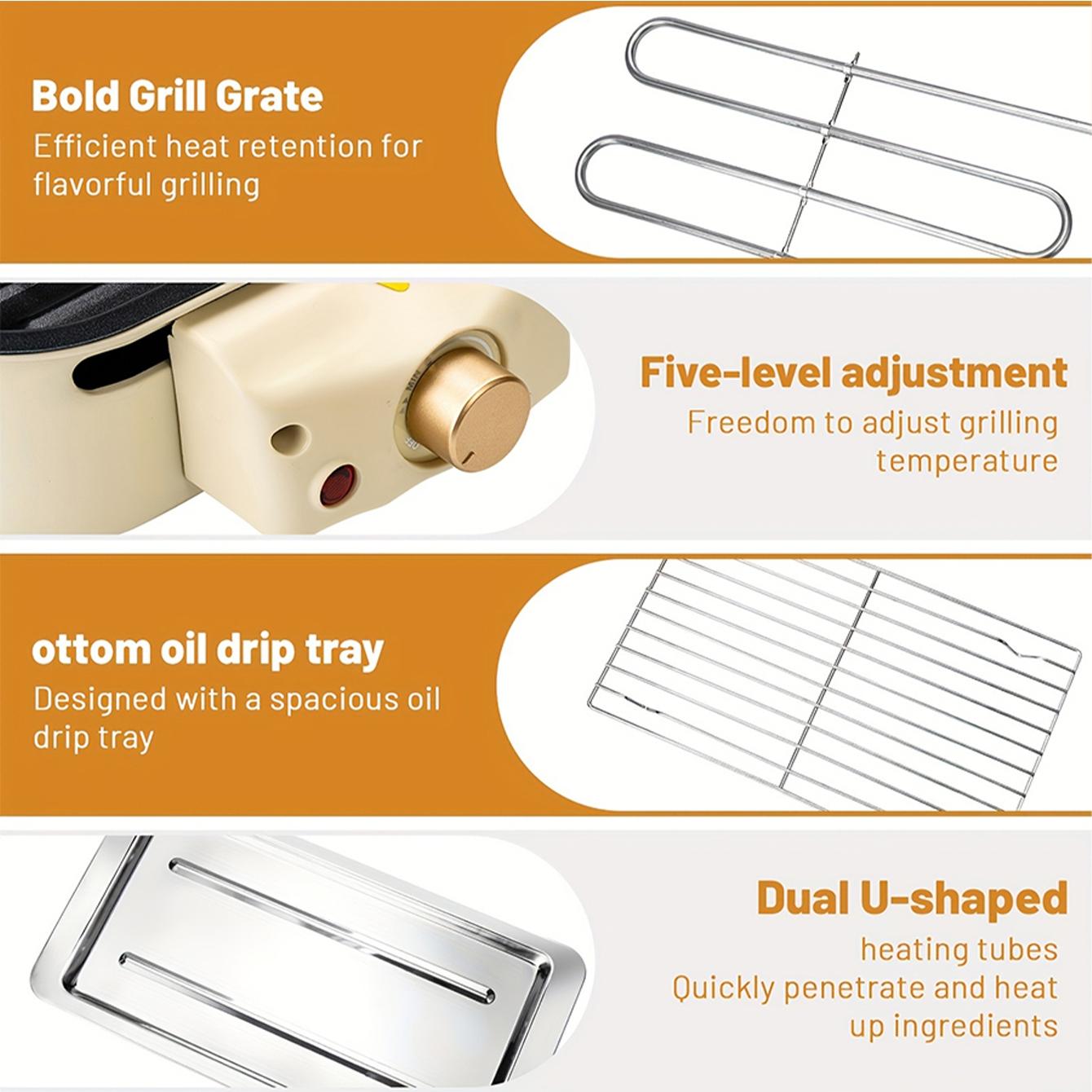 Halloween Festival Warm-up AORAN 1800W Indoor Electric Smokeless BBQ Grill with Non-Stick Coating, Perfect for Home Korean BBQ and Multi-Function Cooking Stainless Steel Grilling Universal Griddle