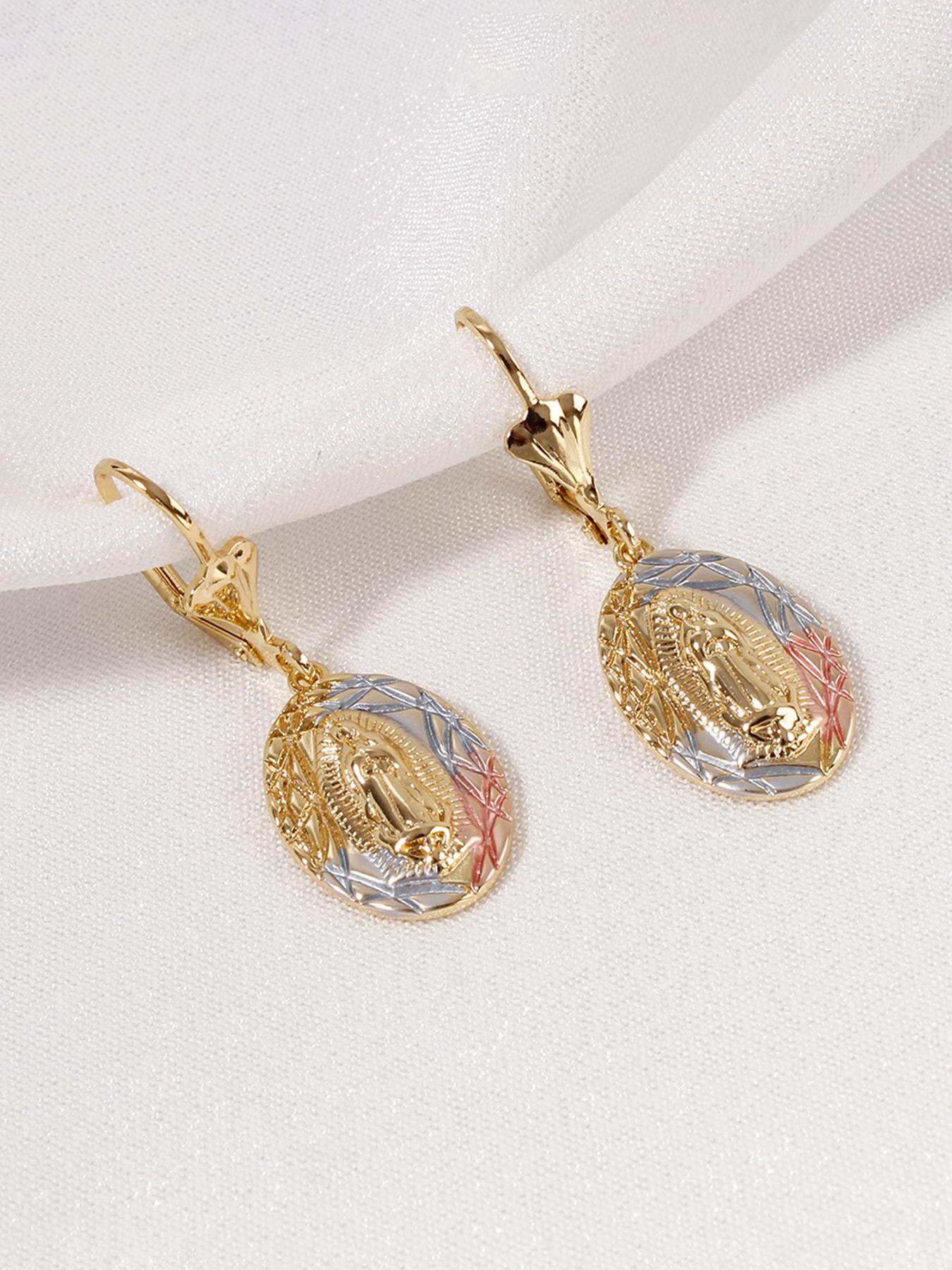 Vintage Design Virgin Mary Metal Earrings, Casual Creative Unisex Daily Wear Prayer Earrings, Versatile Fashion Accessory