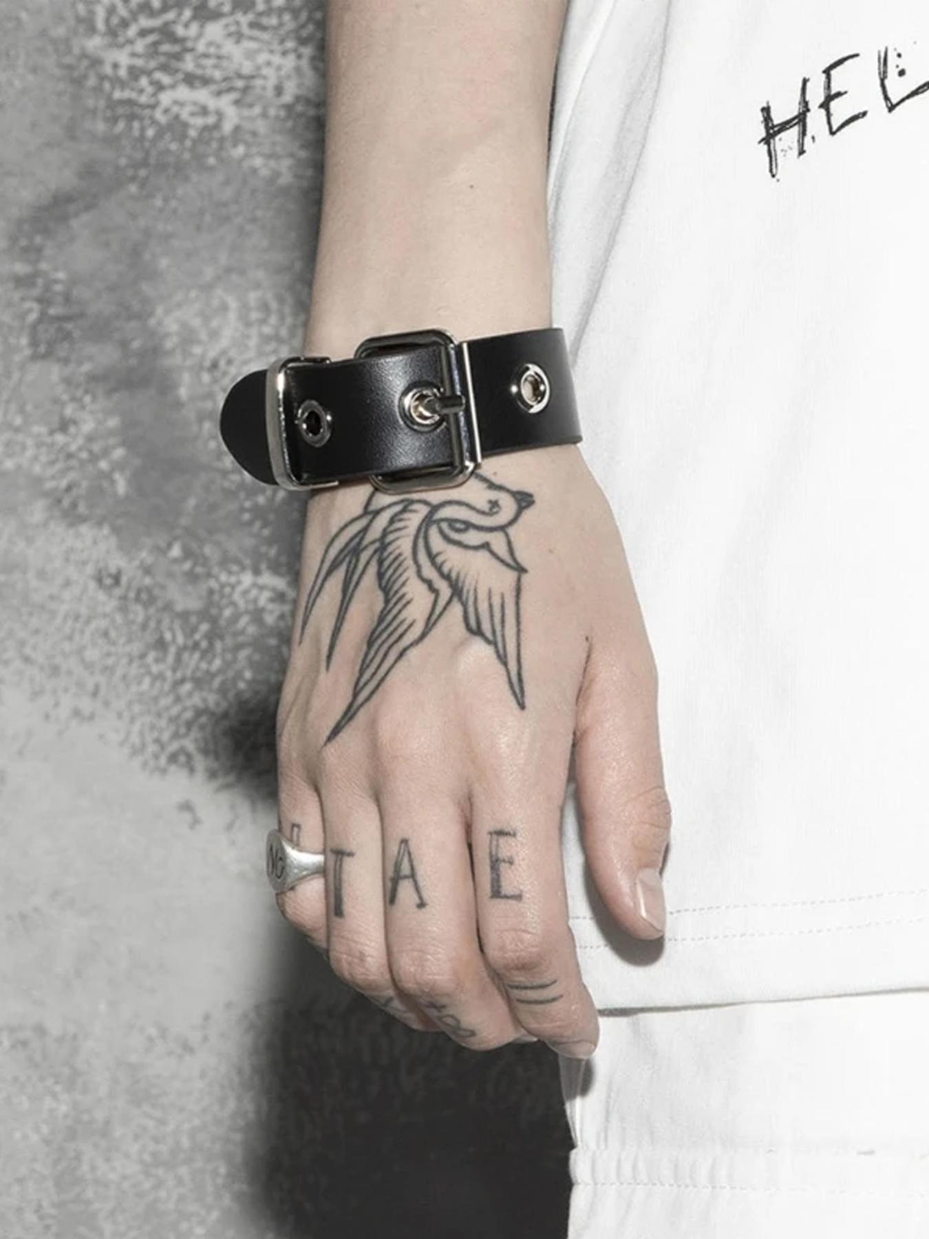 Vintage Punk PU Leather Wide Belt Bracelet, Dark Style Adjustable Wristband, Unisex Street Fashion Party Accessory, Couple Jewelry