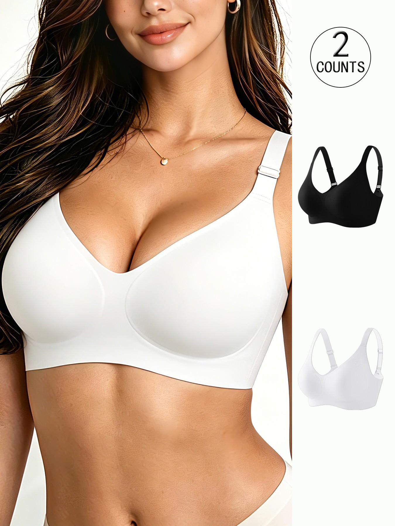 2 pack / 6 colors, high-quality women's seamless jelly bra, four rows of three hooks, push-up and lift, adjustable sports vest, suitable for daily wear, parties, yoga, comfortable, breathable and skin-friendly, women's underwire-free bra.