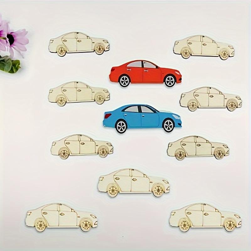 10 wooden car, sports car, and racing car shaped pieces for DIY painting and graffiti crafts, wooden hanging ornaments, decorations for holidays, weddings, family parties, and birthdays