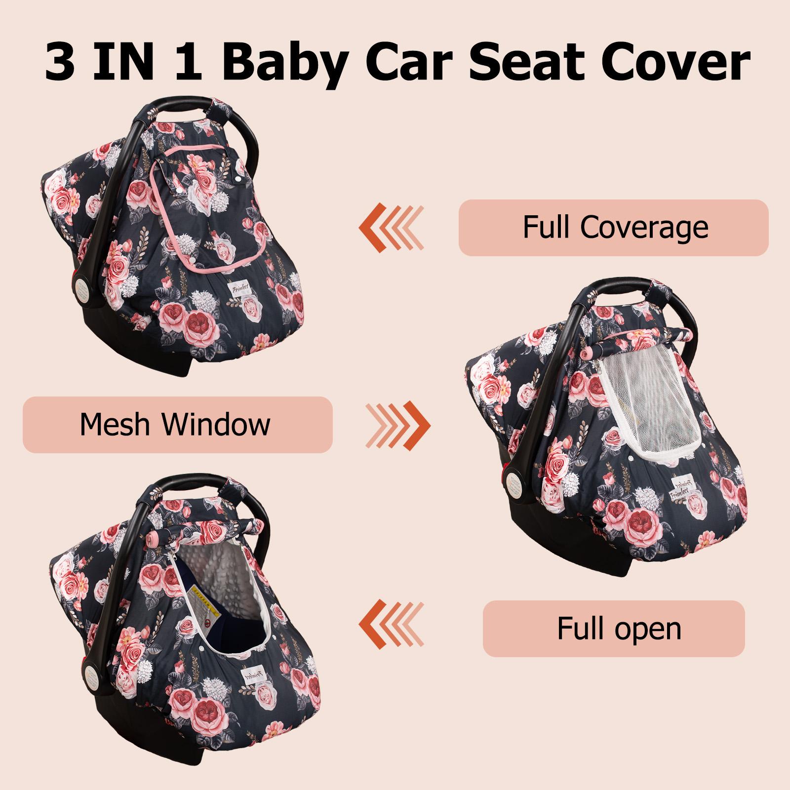 Minky Baby Car Seat Cover, 3 in 1 Carseat Cover, Soft and Breathable Carseat Cover for Infant, Baby Items, Newborn Necessities