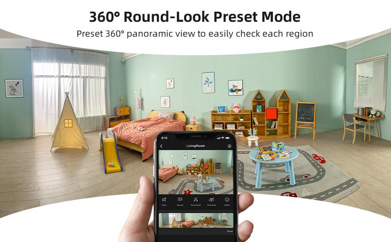 AOSU 2K Security Camera Indoor, Baby Monitor Pet Camera 360-Degree for Home Security, WiFi Camera with 5/2.4 GHz Wi-Fi, One-Touch Calls, Smart Motion Tracking, IR Night Vision, Compatible with Alexa