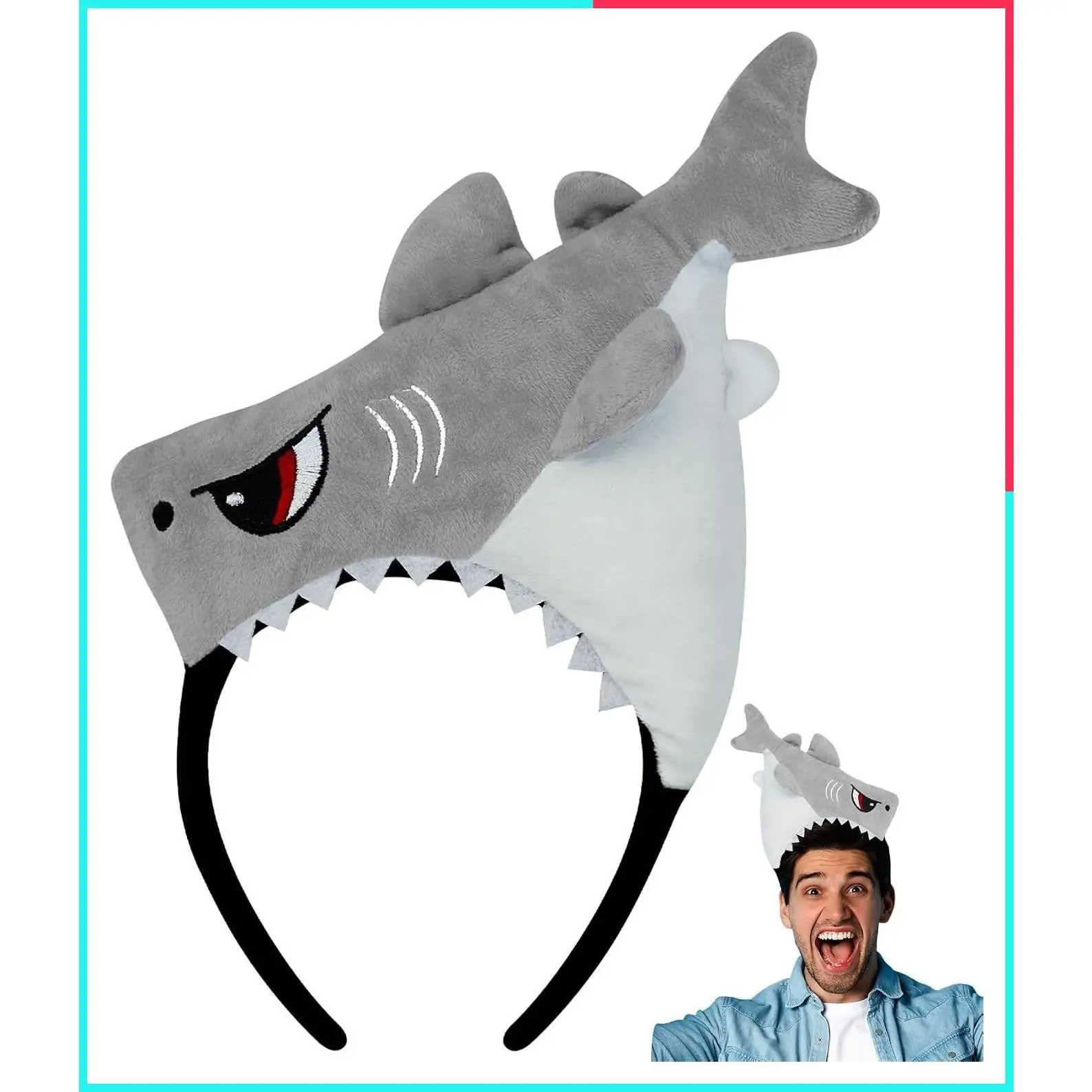 Funny Shark Plush Headband - Halloween Costume Ocean Animal Accessory for Adults, Kids, Women, Men, Cosplay Party Dress Up