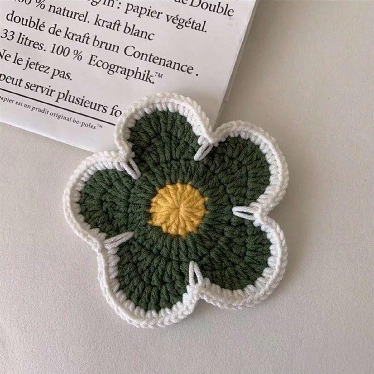 Vintage Floral Crochet Coasters, Heat Resistant Table Mats, Round Place Mats, Home Decor for Kitchen, Coffee Table, Restaurant, Bar