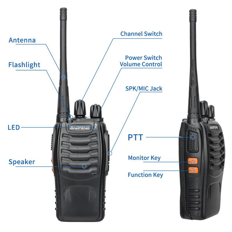 Baofeng 4Pcs BF 888S Walkie Talkie UHF 400 470MHz Long Range Two Way Ham Radios Transceiver for Hunting Hotel