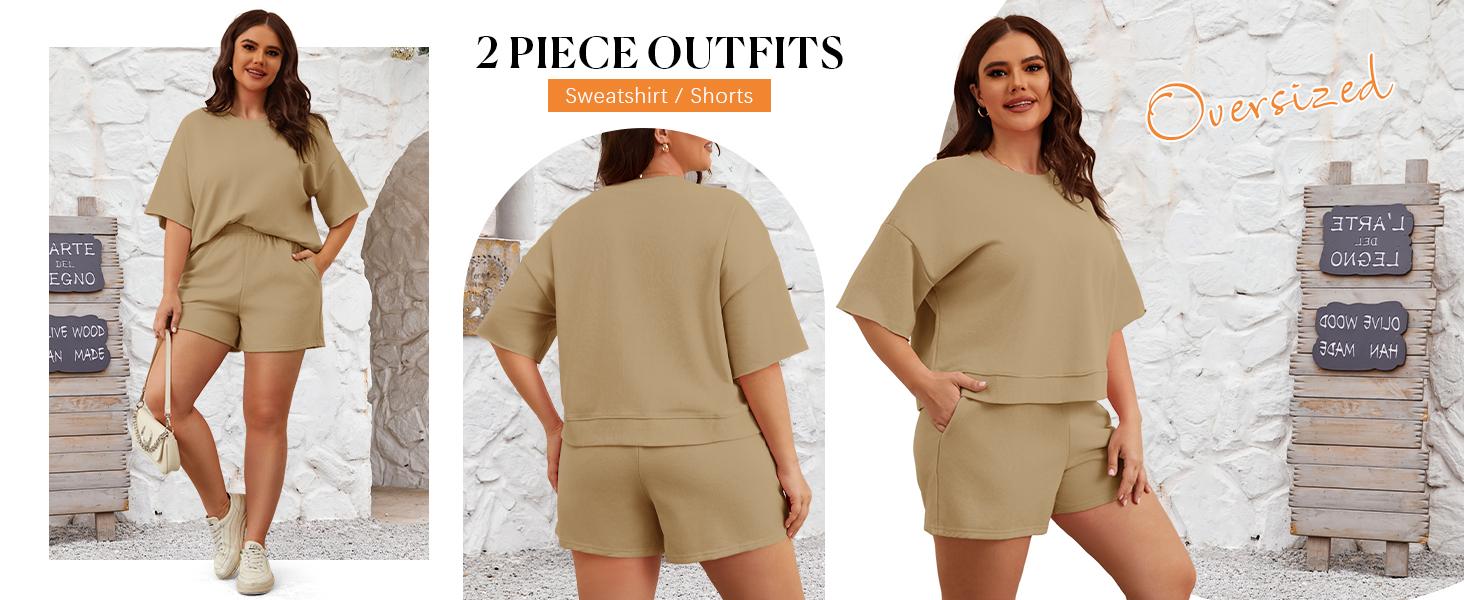 FISOEW Womens 2 Piece Outfits Casual Oversized Cropped Sweatshirt and High Waist Running Shorts Tracksuit Sets tracksuits #Springtok #TikTokShopJumpstartSale Summer Sportswear i am gia track set tracksuits for women