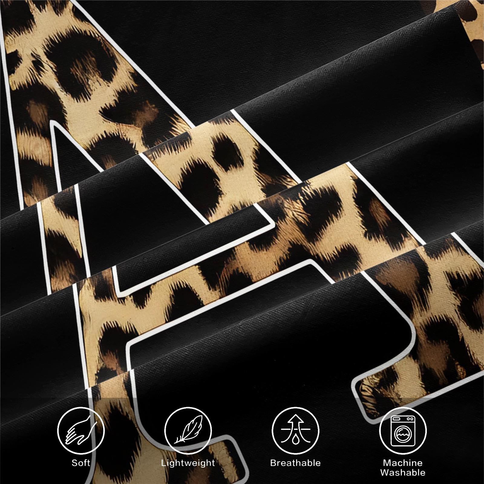 3Pcs Trendy Wild Leopard Zebra Patchwork Letter A-Z Fitted Sheet Set No Fillers, Animal Print Bed Sheet Set, Stylish Modern Bedding Set with Pillowcases, Deep Pocket Bedding for Women Girls Bedroom Decor