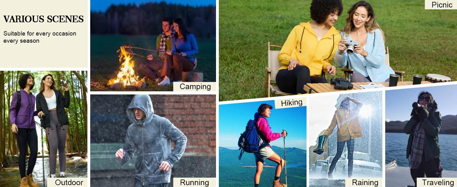 Raincoat Women Lightweight Waterproof Rain Jackets Packable Outdoor Hooded Windbreaker