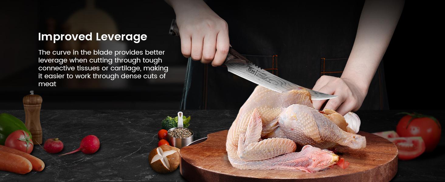 【TikTokShopSpringGlowUp】 SYOKAMI Boning Knife for Meat Cutting, 6.5 Inch Fish Fillet Knife with Wood Handle, High Carbon Razor Sharp Curved Blade Deboning Knife with Exquisite Box Ideal for Thanksgiving, Christmas Mother's Day Gift