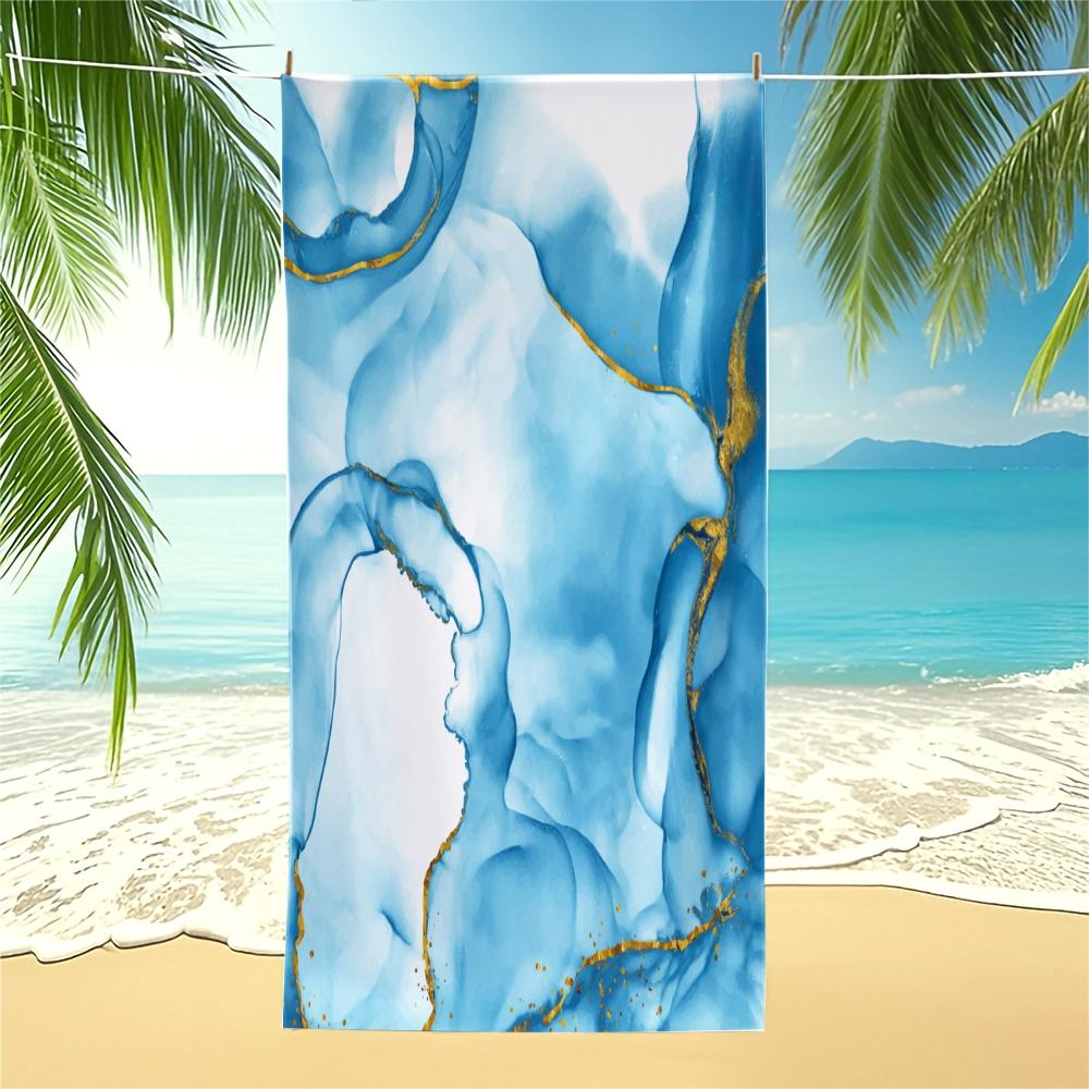 Marble Pattern Art Beach Towel, Luxury Premium Design, Quick Dry Absorbent Soft Skin-friendly, Ideal for Vacation Photoshoot Pool Daily Use