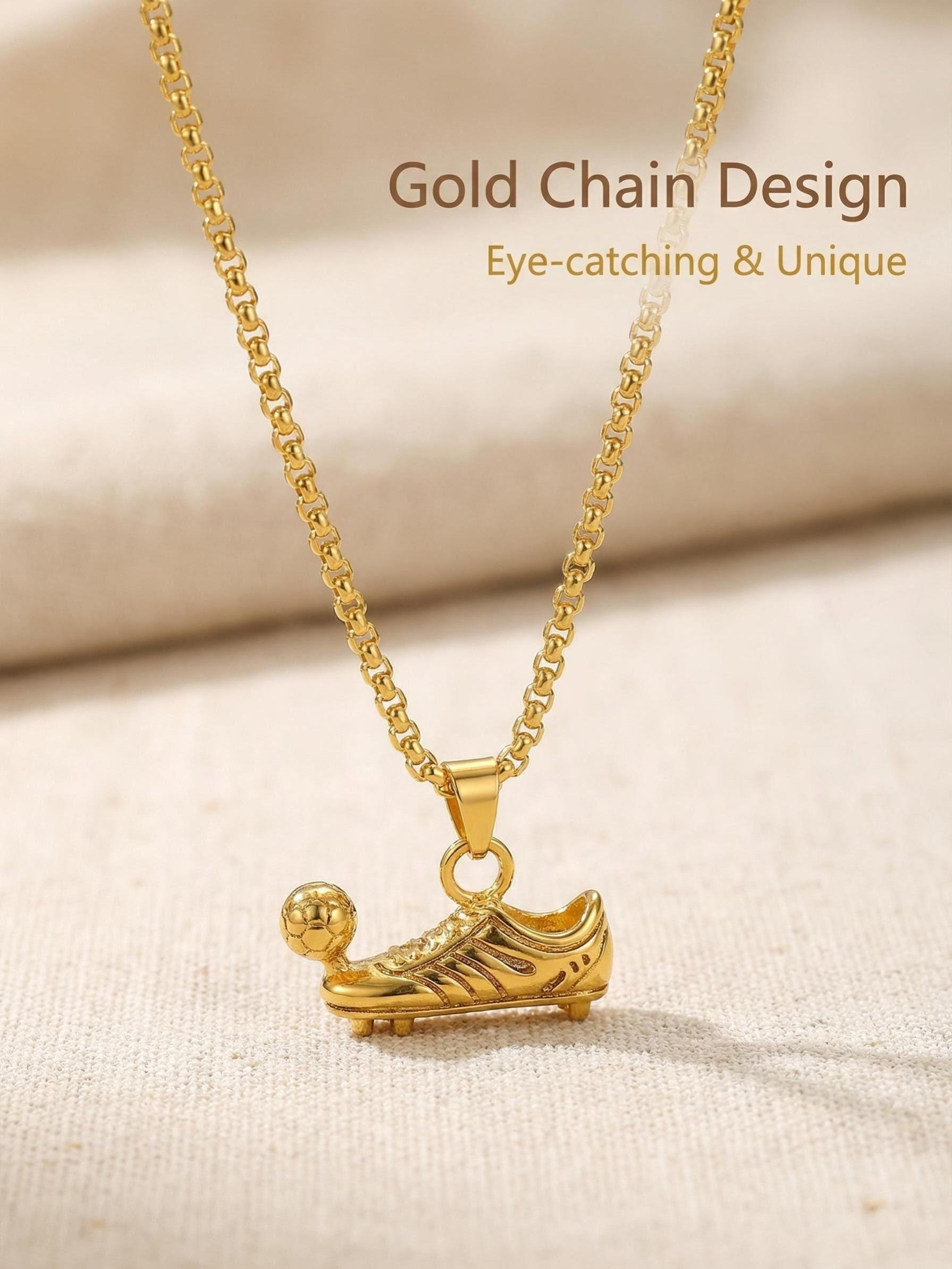 Unisex Stainless Steel Football Necklace, Punk Hip Hop Street Style Pendant, Fashionable Soccer Fan Jewelry, Unique Gift Idea