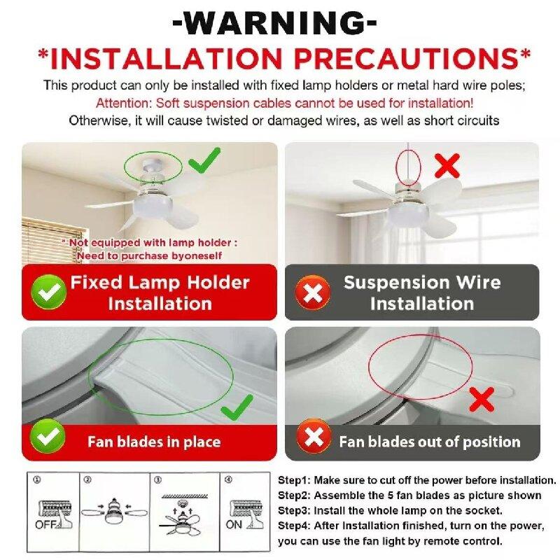 E27 Screw Base Ceiling Fan Light, Modern Simple Design, Home Electric Fan Lamp for Living Room Dining Bedroom, Quiet Wind Force