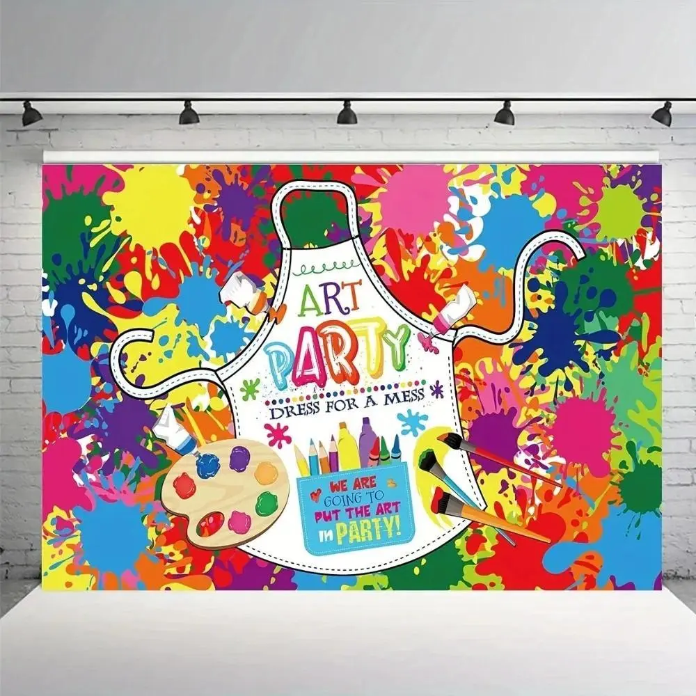 Retro Lightweight Border Photography Background Cloth (Multi-Size Option, 150x210cm Included) - Messy Watercolor Art Graffiti Design Festive Decor for 80s-90s Kids Birthday Slime Party Photo Backdrops