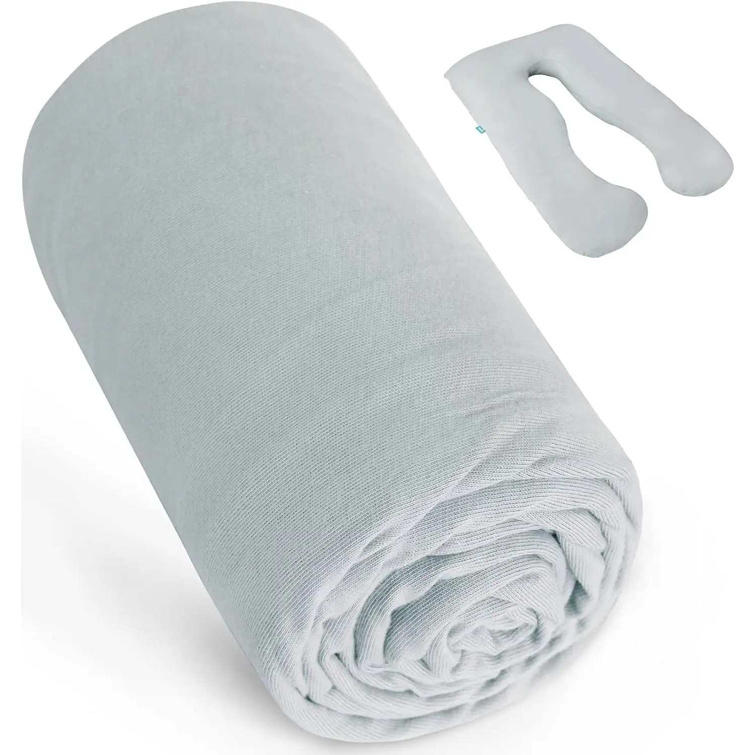 Pregnancy Pillow Cover U-Shaped 100% Cotton (ONLY Pillowcase), Grey | Full Body Pillow Case cover for Maternity, Fits Most 55/57 Inch, Super Soft, Stretchy, Breathable Fabric, Universal Fit