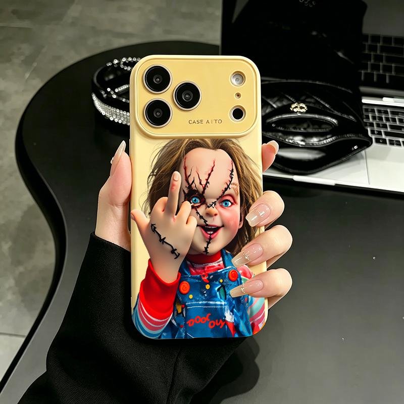 Chucky Creepy Gesture Pattern Liquid Casing for iPhone 17, 16, 15, 14, 13, 12, 11 (Pro, ProMax, Plus) - Large Window, Skin-Touch Border, Shock-Absorbing, Camera Protection for Smartphone, Cellphone, Handheld Devices, Protector Chucky Creepy Gesture Pattern Liquid Casing for iPhone 17, 16, 15, 14, 13, 12, 11 (Pro, ProMax, Plus) - Large Window, Skin-Touch Border, Shock-Absorbing, Camera Protection for Smartphone, Cellphone, Handheld Devices, Protector