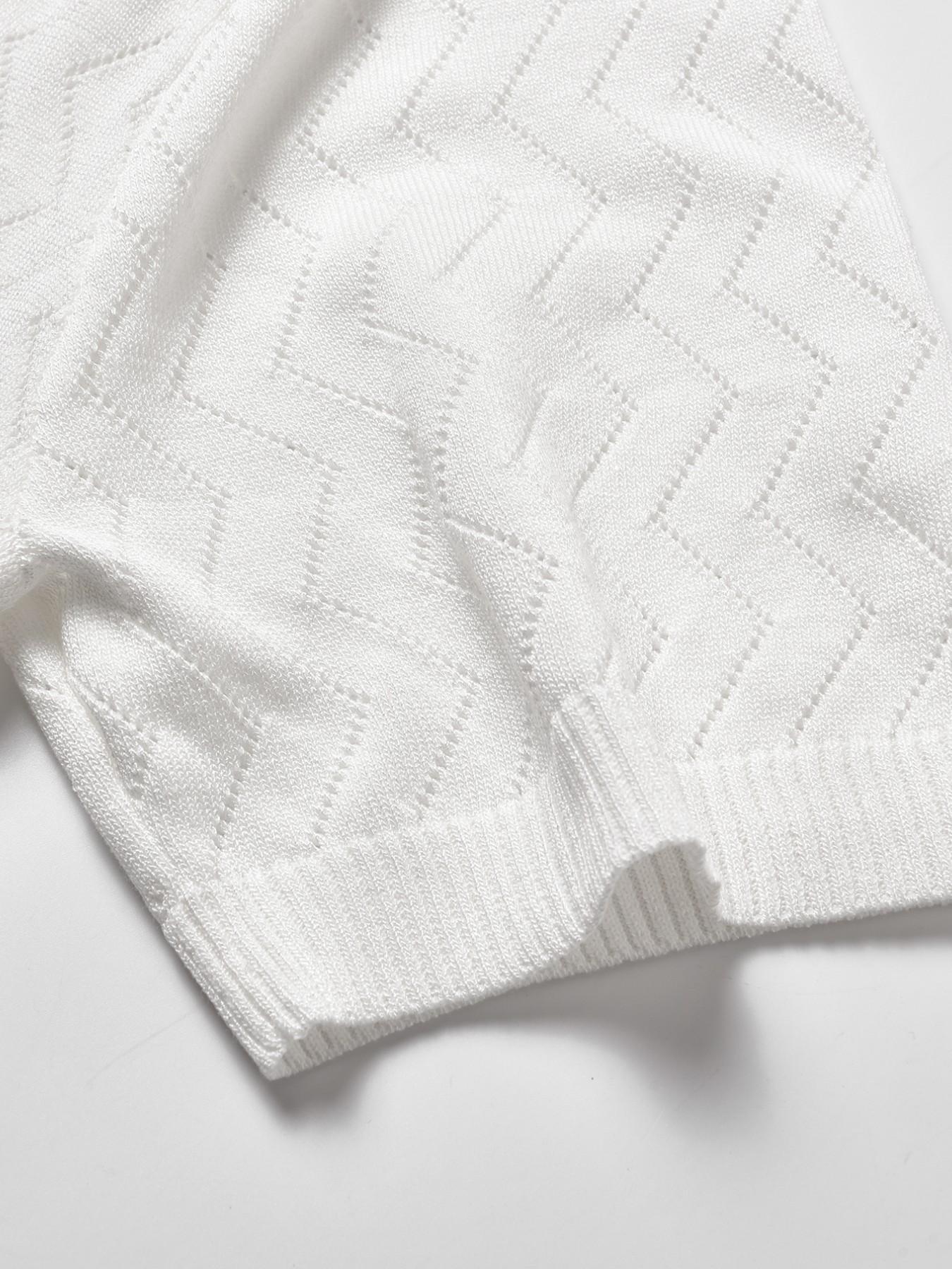 Men's New Spring Summer Casual Knitwear, Solid Color Polo Neck Striped Short Sleeve Sweater, Slim-Fitting Button Closure