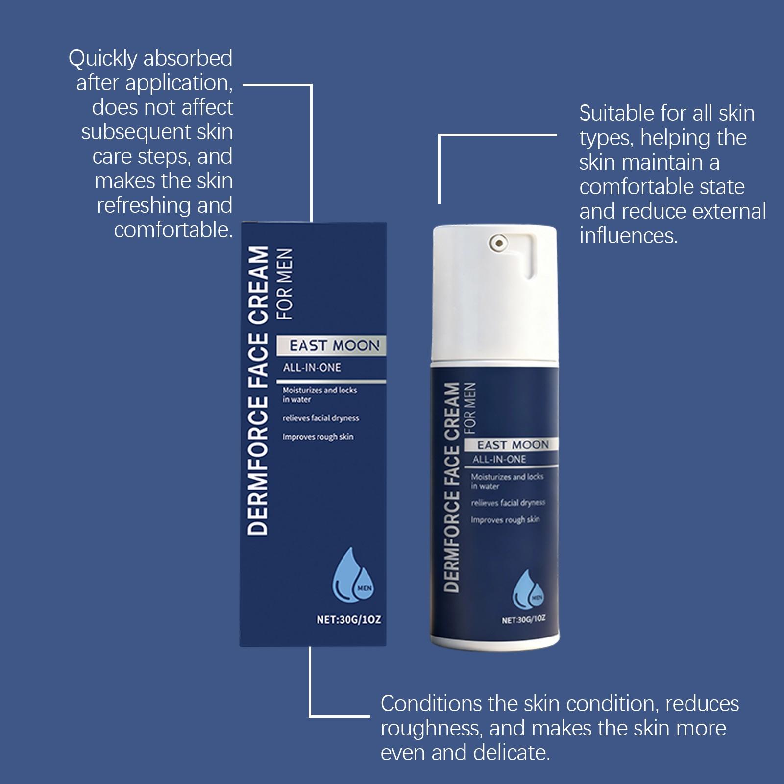 East Moon Men's Moisturizing Cream, Hydrating Smoothening Rich Nourishing Care, Moisture Retention Skin Care Cream for Men