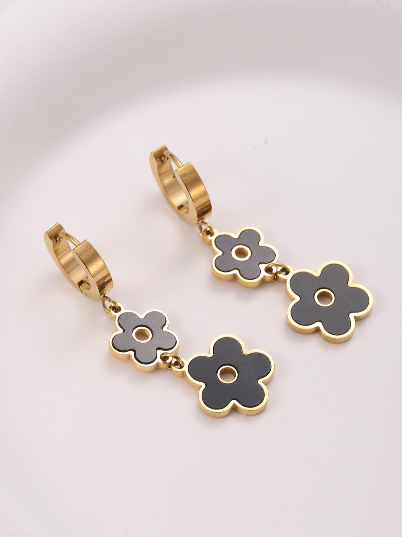 Fashion Elegant Flower Design Dangle Earrings, Casual Trendy Ear Jewelry Gift for Party, Elegant All-match Fashion Accessories for Daily Wear