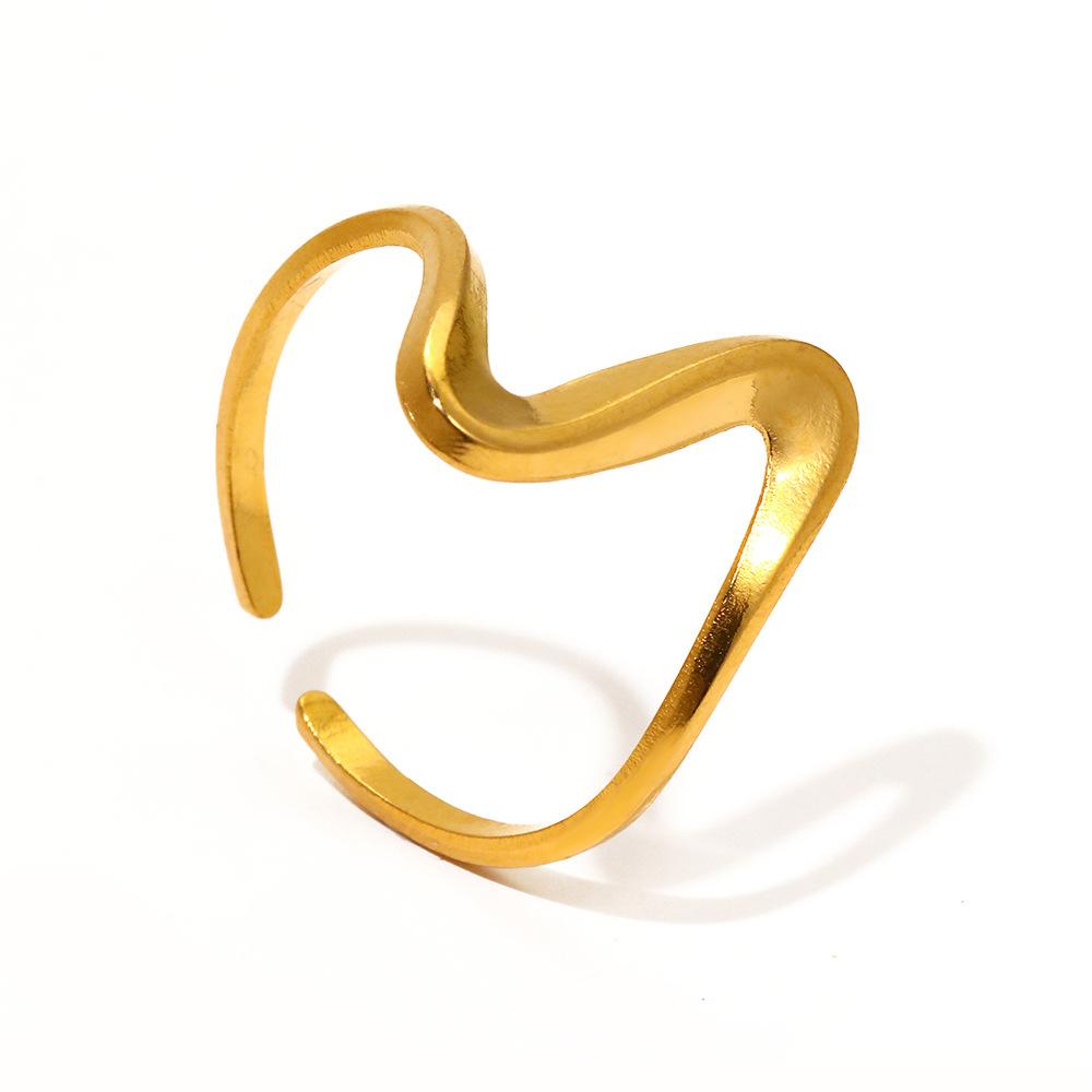 Fashionable stainless steel trendy lines ring - simple style, small and exquisite, with adjustable opening, irregular design ring