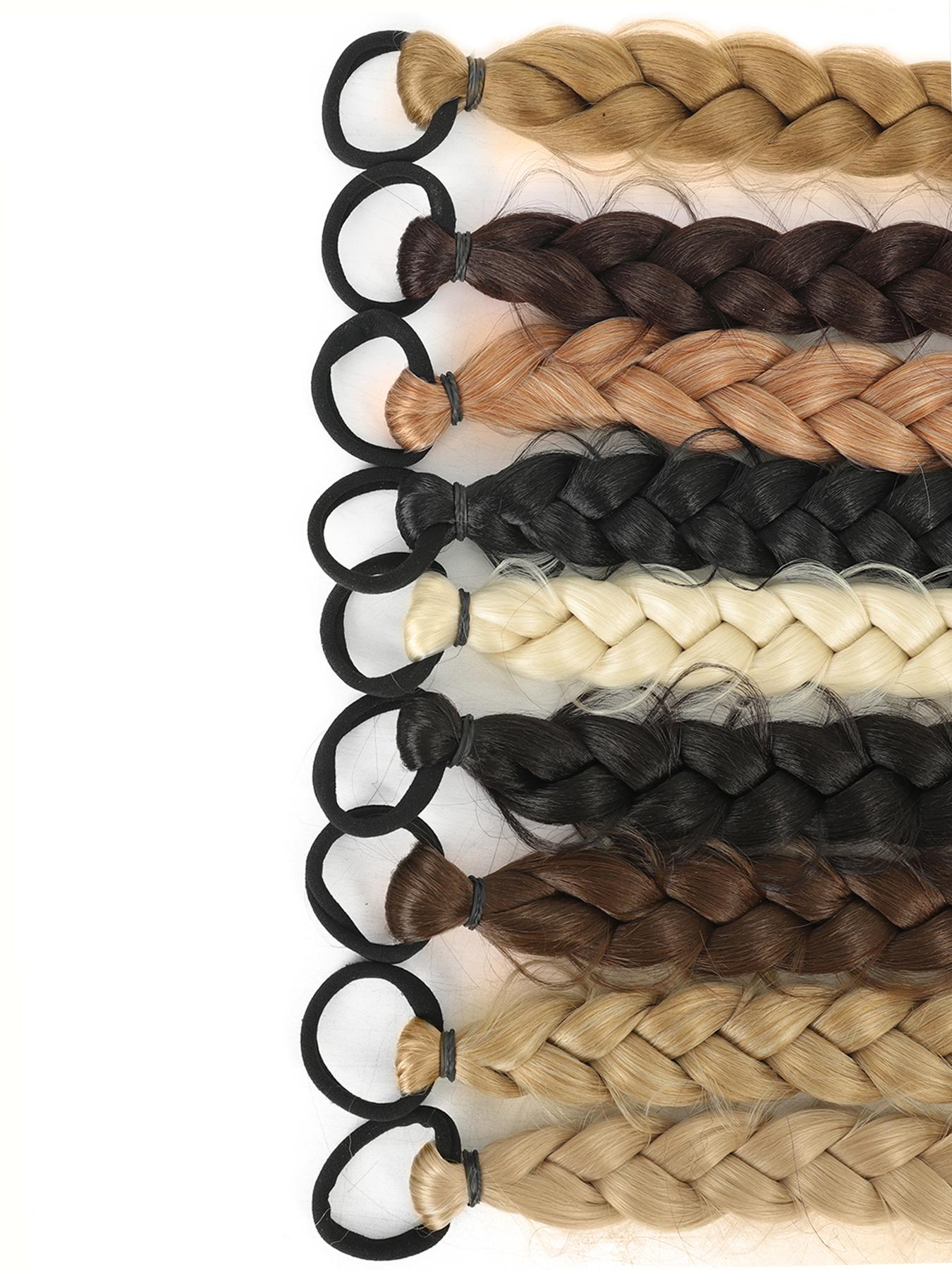 Women's Synthetic Long Twist Braid Ponytail Extension, 24-Inch Rubber Band Wig for Daily Use & Special Occasions, All-Season Hair Accessory, Synthetic Braids, Synthetic Braided Wigs