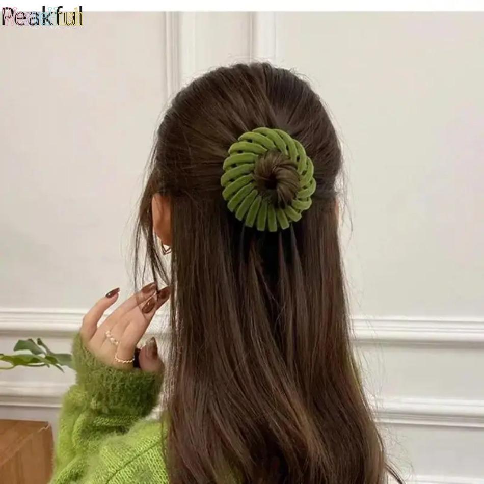 3/5/7‑Pack Expandable Bird Nest Hair Holder, Popular Velvet Lazy Bun Clip Ponytail Fastener, Exquisite Texture Durable Hair Accessory, One‑Step Quick Styling for Daily Home, Party & Outdoor Occasions