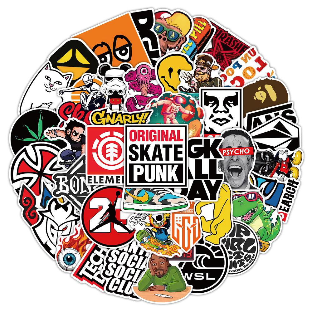 52PCS Premium Streetwear Logo Stickers - Waterproof Vinyl Decals for Skateboards, Luggage & Tech Gadgets
