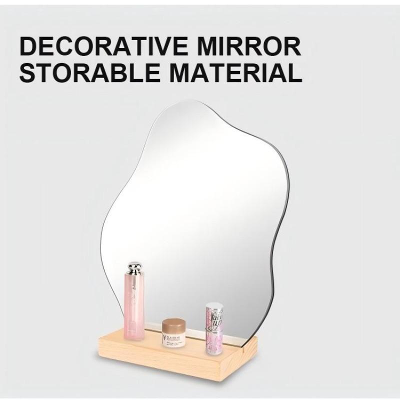 Style Irregular Wooden Makeup Mirror, Desktop Unique Shape Touch-Up Mirror, Photo Atmosphere Enhancer, Perfect for Beauty Lovers