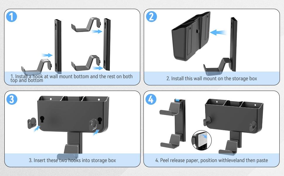 Controller & Headset & Remote Holder Wall Mount with No Drill, 2 Packs Gaming 4 Controllers Hanger Hook Mount for PS5/PS4/XBOX/Switch, Headphone Stand & Remote Control Holer Wall Shelf with Adhesives