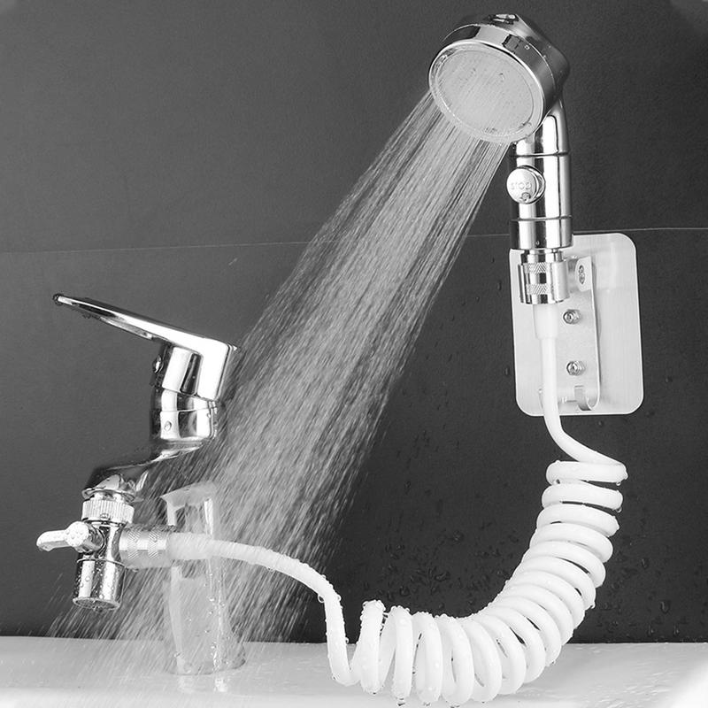 Universal Sink Sprayer with Hose, Handheld Faucet Adapter with Water Saving Switch, Ideal for Kitchen Sinks, Pet Bathrooms, Showers, Cleaning, Handheld Shower Heads